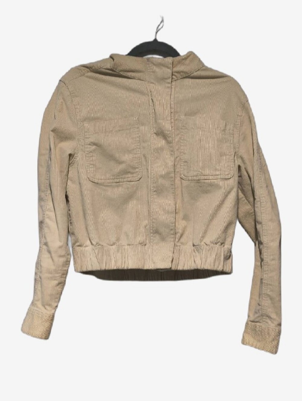 Pact Organic Cotton Corduroy Cropped Bomber Utility Jacket Beige - Size M